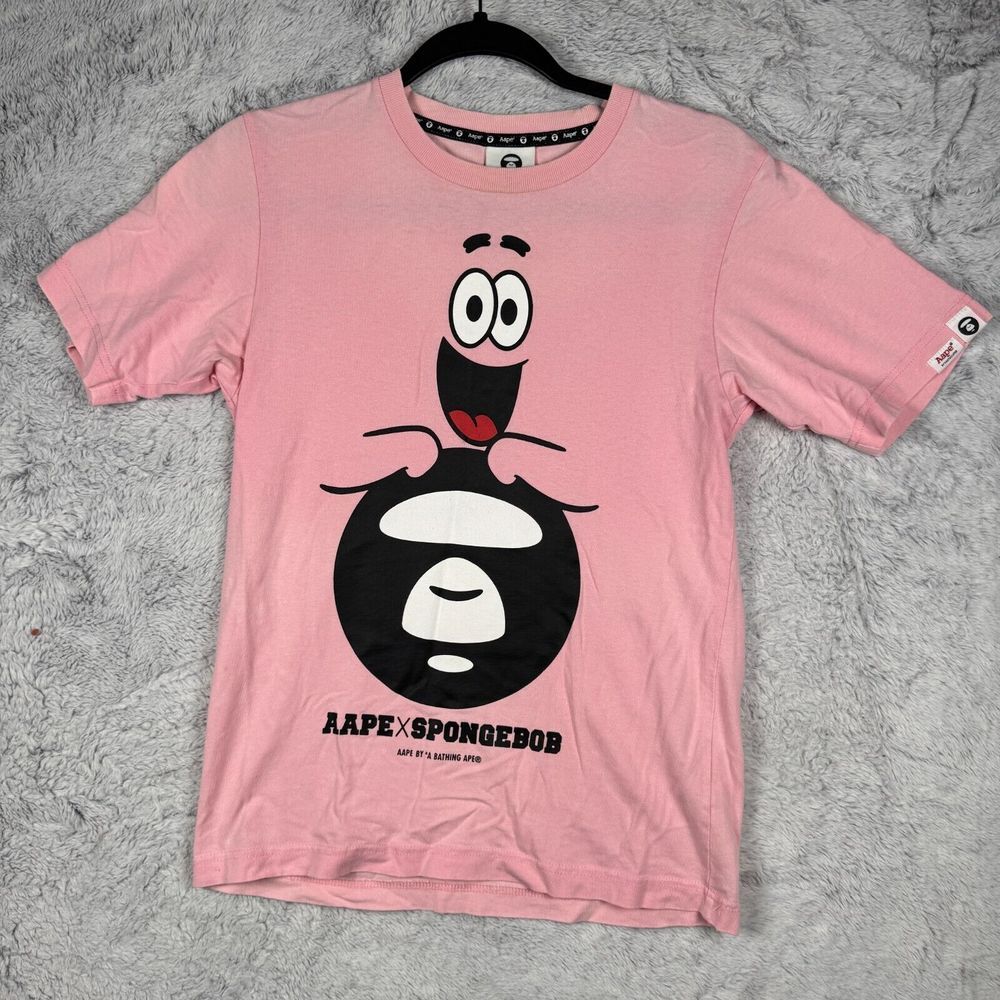 Bape A Bathing Ape Spongebob T Shirt AAPE Mens Pink XXS Japan Authentic